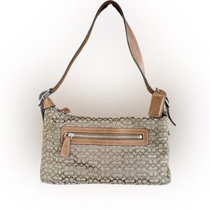 Coach Legacy Brown Small Signature C Tan Leather Demi Bag #6332 9x5" EUC